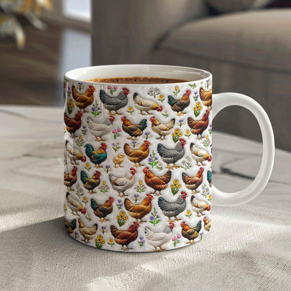 Chicken Ceramic Mug Country Chickens In Bloom