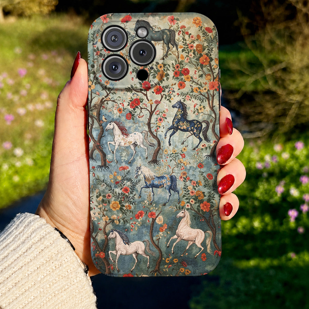 Horse Leather Phone Case Mystical Steeds