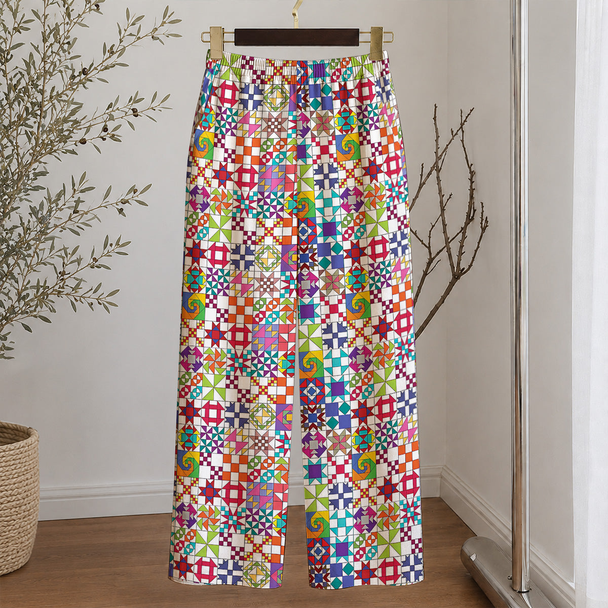 Sewing Lover Lounge Pants Colorful Quilt Blocks