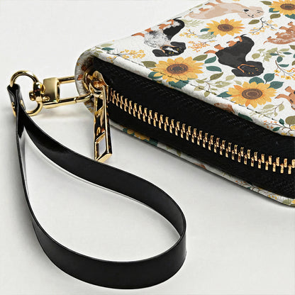 Dachshund Leather Wallet Dachshunds Among Sunflowers