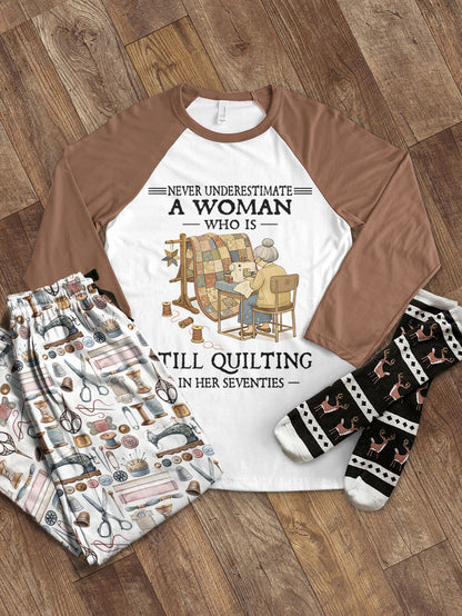 Sewing Lover Raglan Lounge Pajamas A Woman Who Is Still Quilting In Her 60s, 70s, 80s, 90s
