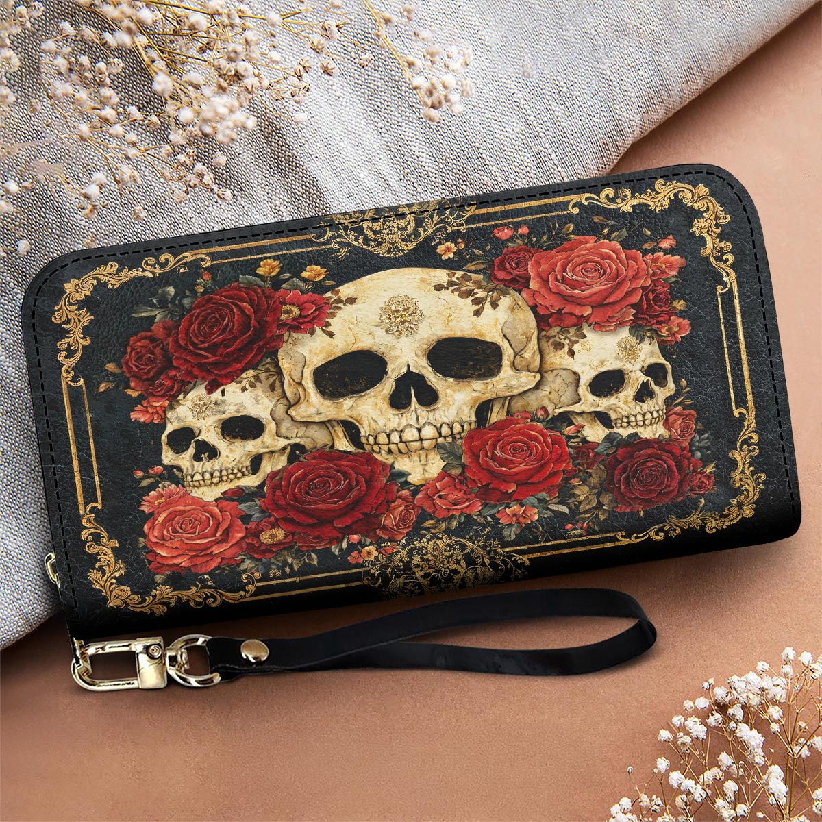 Gothic Skull Leather Wallet Eternal Bloom of Bone