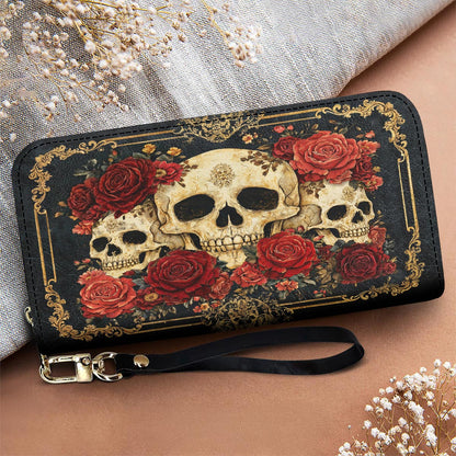 Gothic Skull Leather Wallet Eternal Bloom of Bone