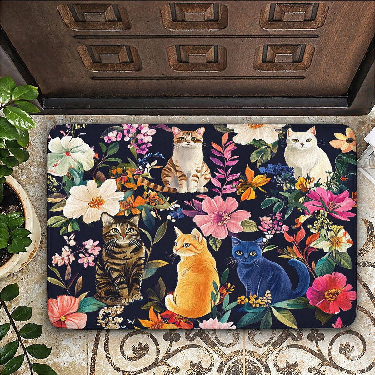 Cat Doormat Floor Mat Runner Rug Moonlit Garden Whiskers