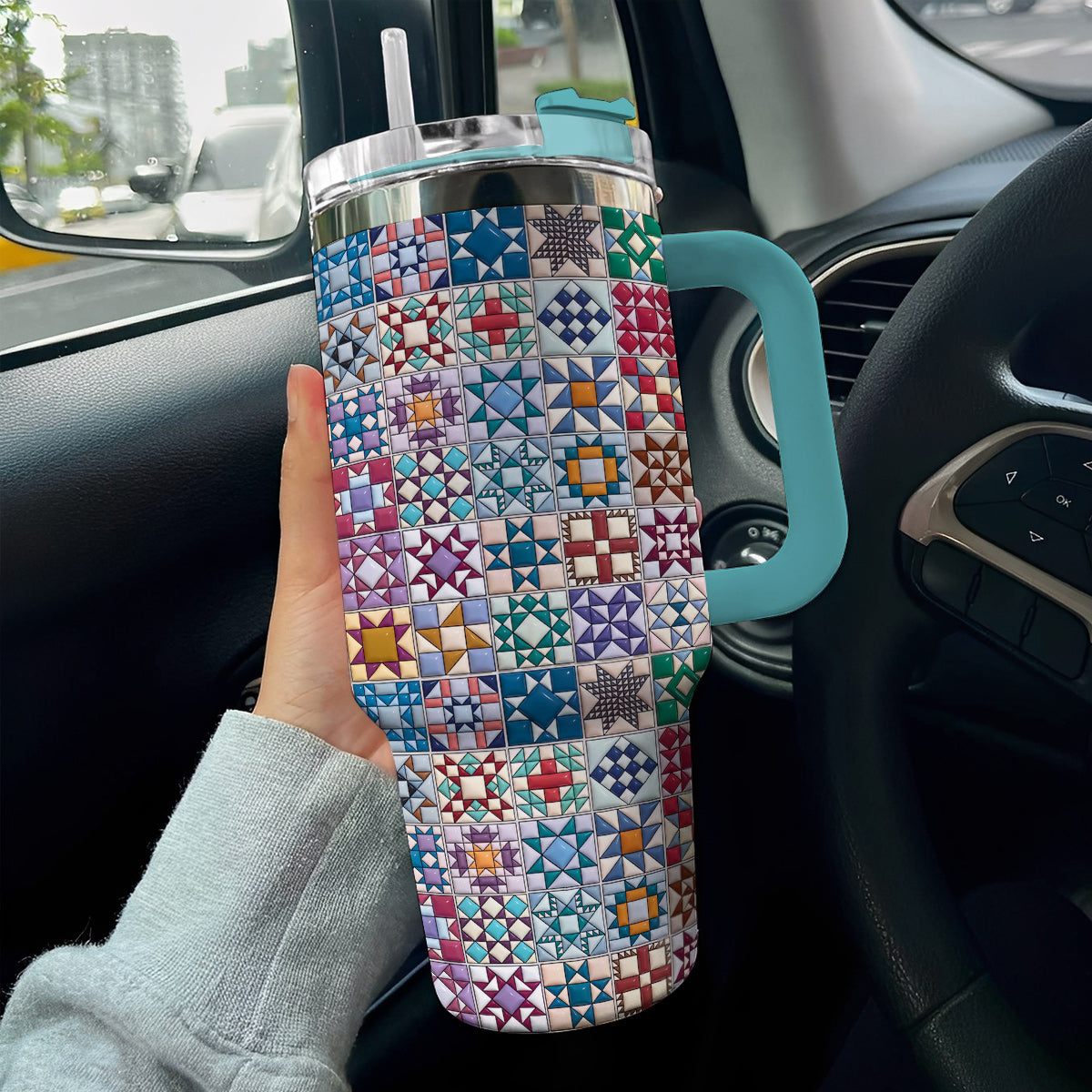 Sewing Lover 40 oz Tumbler Traditional Quilt Blocks
