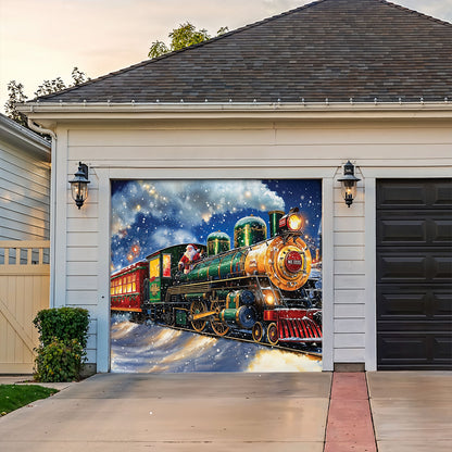 Christmas Garage Door Banner Decoration - Magical Holiday Express Santa’s Train Spreading Cheer