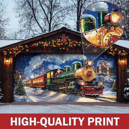 Christmas Garage Door Banner Decoration - Magical Holiday Express Santa’s Train Spreading Cheer