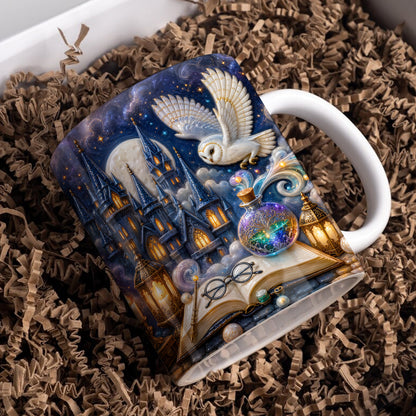 Moonlit Magic Academy Owl Castle Ceramic Mug