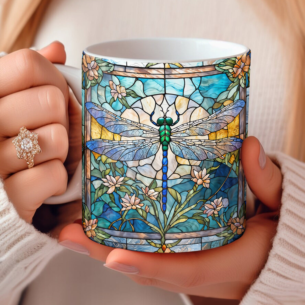 Dragonfly 11 oz Mug Dragonfly Grace In Stained Glass