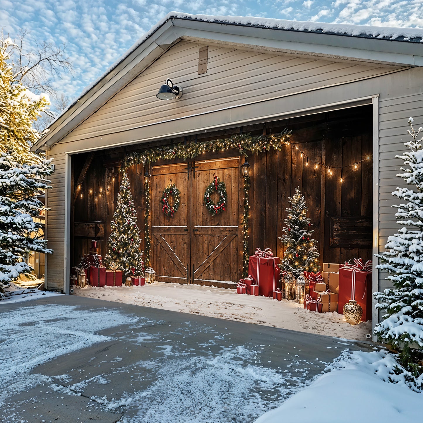 Christmas Garage Door Banner Decoration - Christmas Themed Barn Door