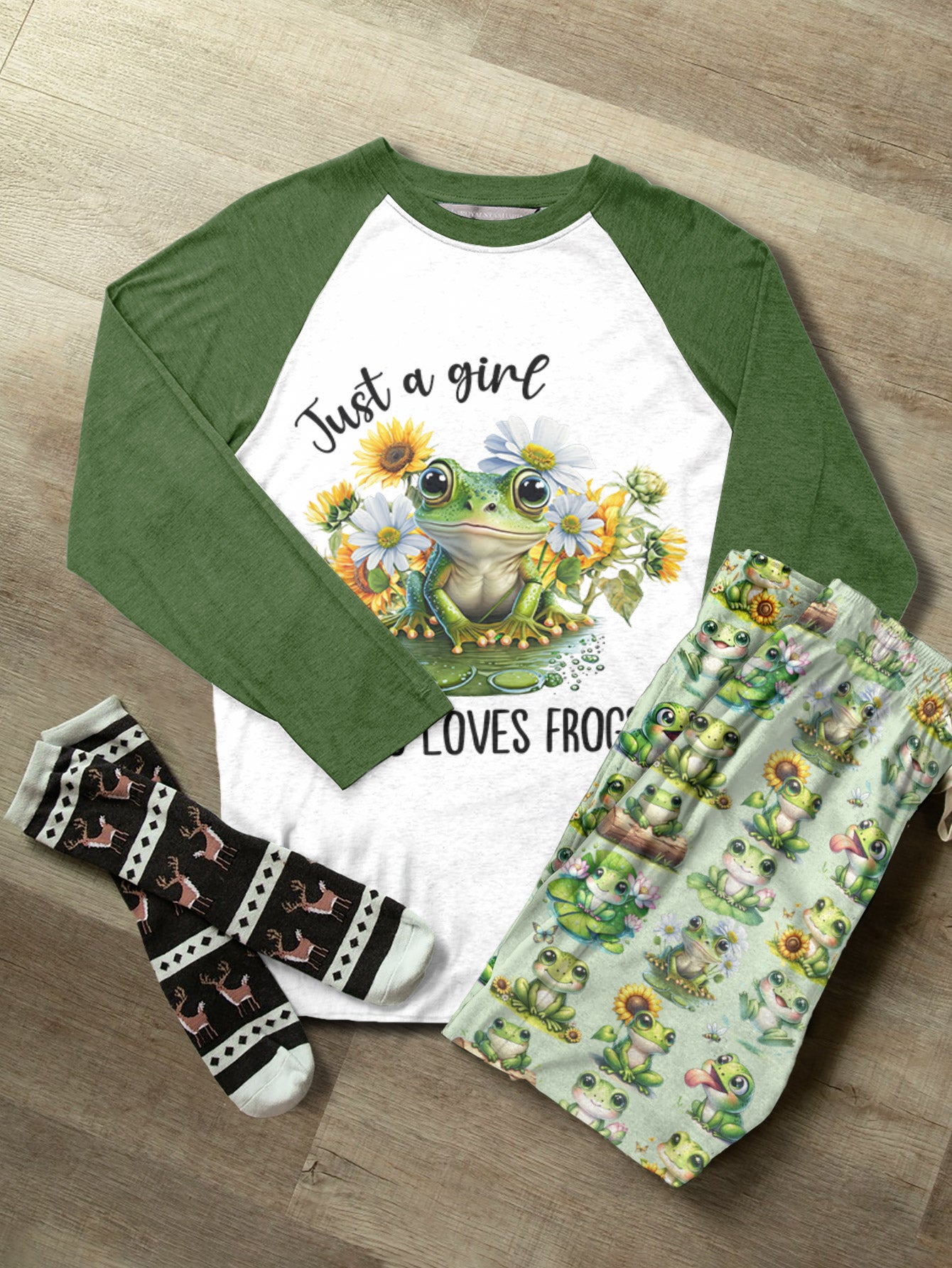 Frogs Lover Raglan Lounge Pajamas Just A Girl Who Loves Frogs