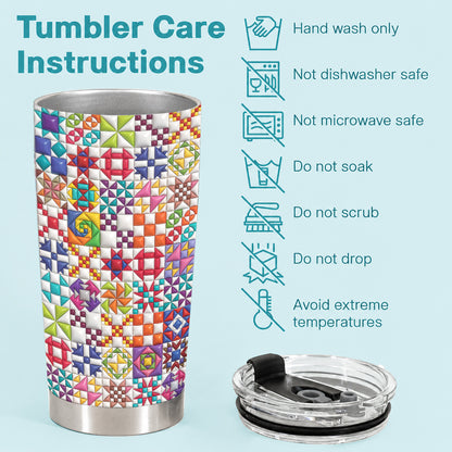 Sewing Lover 20 oz Tumbler Colorful Quilt Blocks