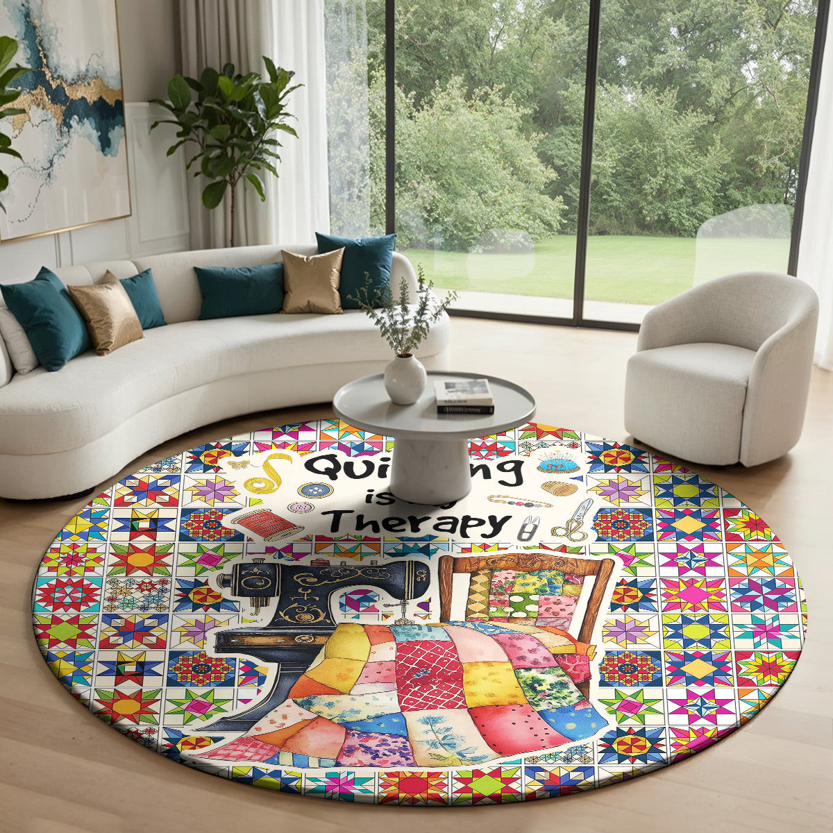 Sewing Lover Round Rug Quilting Is My Therapy Colorful Quilt Blocks