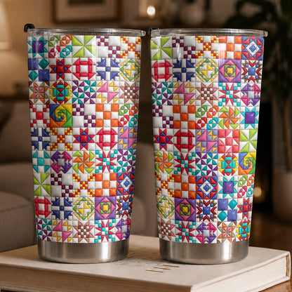 Sewing Lover 20 oz Tumbler Colorful Quilt Blocks