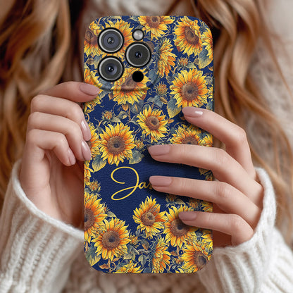 Sunflower Leather Phone Case Personalized Gorgeous Flowers