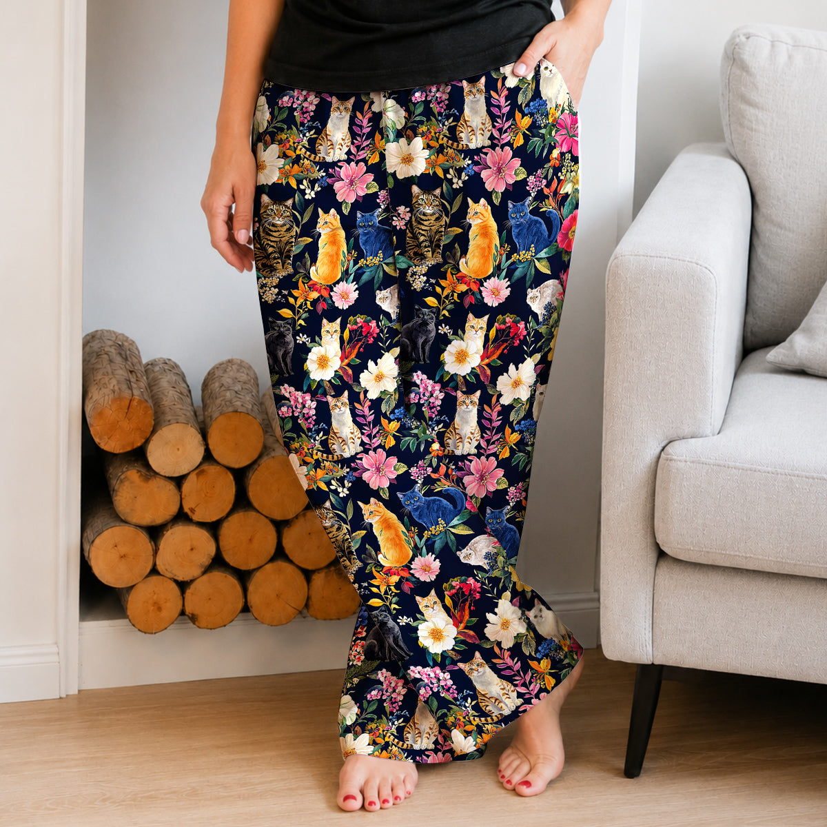 Cat Lounge Pants Moonlit Garden Whiskers