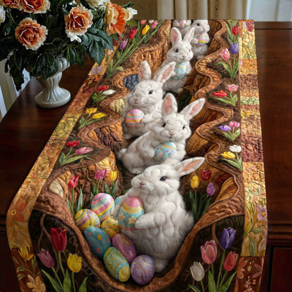 Easter Quilted Table Runner The Bunny Burrow of Easter Joy