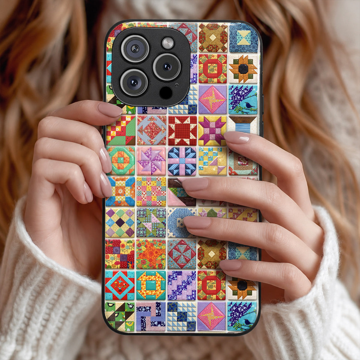 Sewing Lover Phone Case Country Garden Quilt Blocks