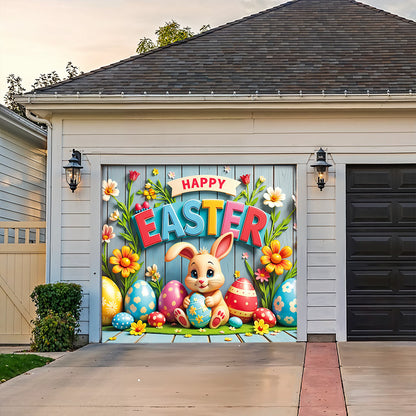 Christian Easter Garage Door Banner Decoration - Easter Bunny’s Spring Surprise