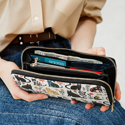 Cat Lovers Leather Wallet Botanical Cat Bliss