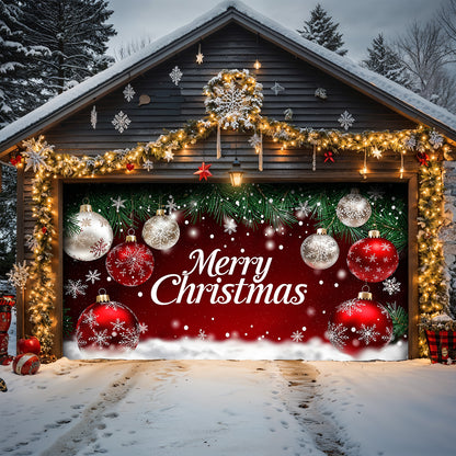 Christmas Garage Door Banner Decoration - Snowfall Wishes & Christmas Glow