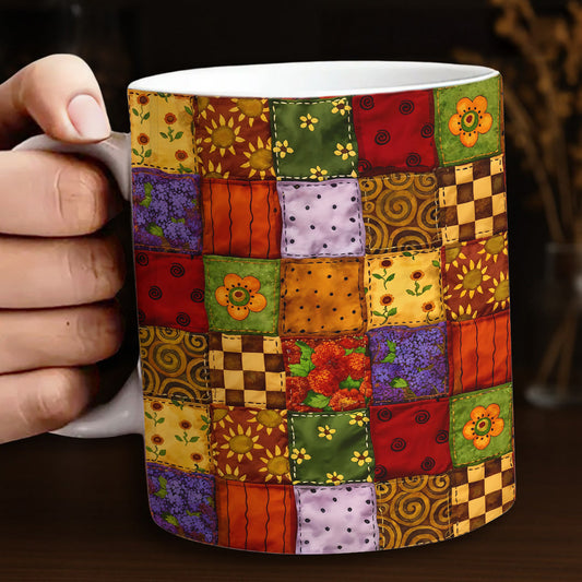 Autumn Quilt Blooms Ceramic Mug