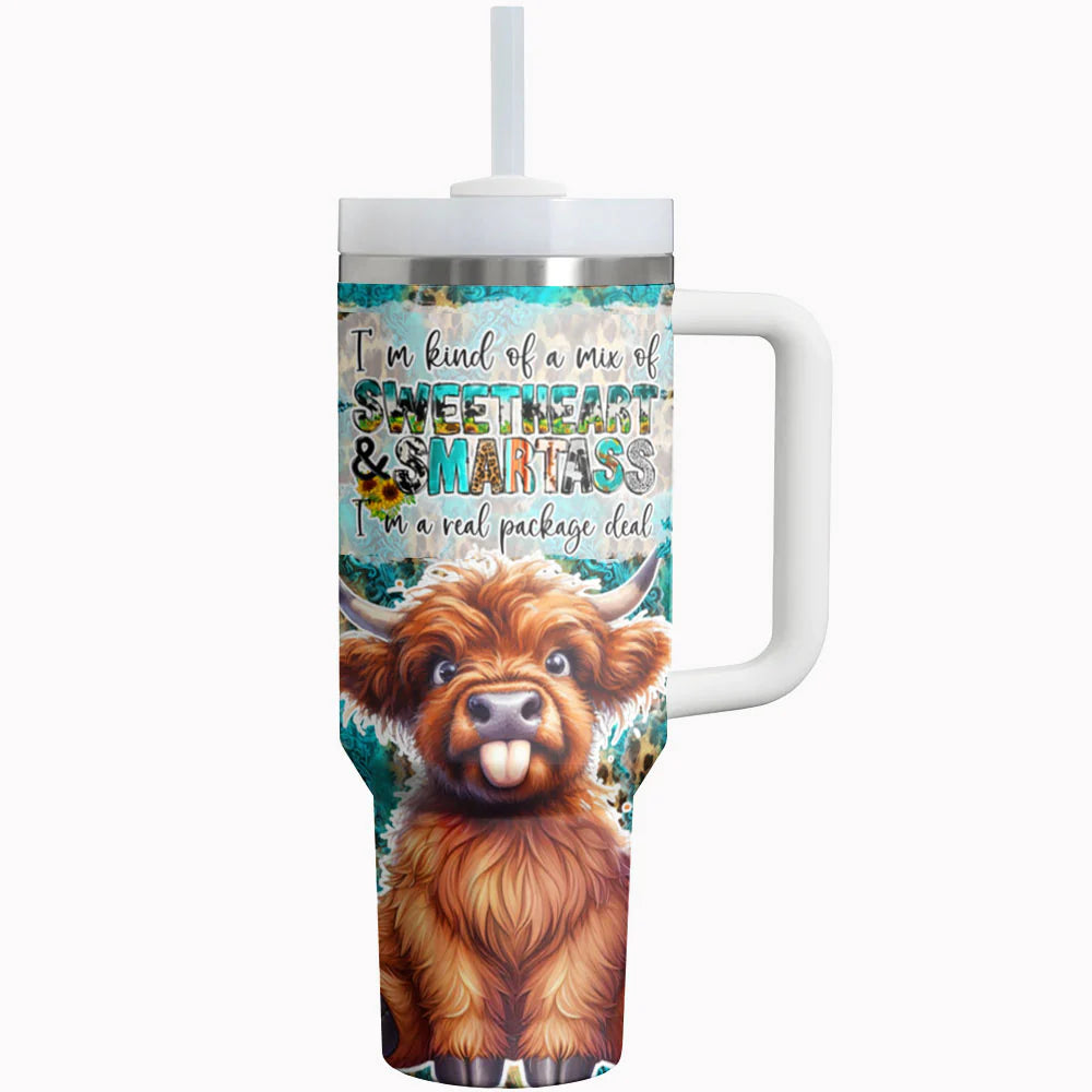 Highland Cow 40Oz Tumbler A Mix Of Sweetheart & Smartass