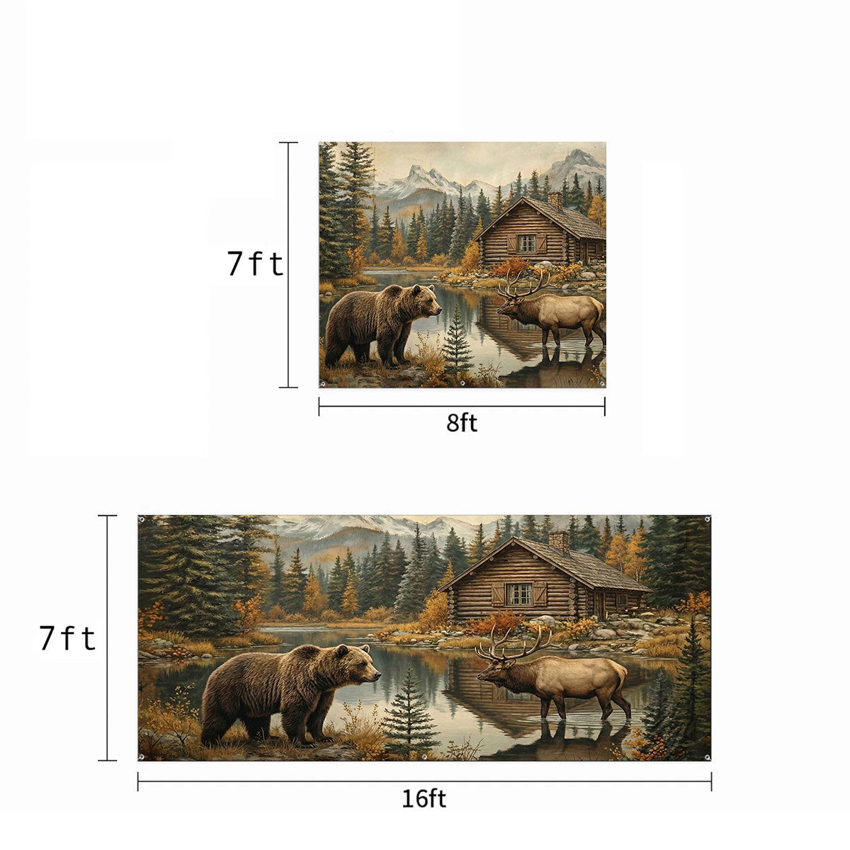 Bear Garage Door Banner Decoration - Lakeside Cabin Serenity
