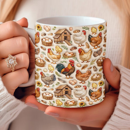 Chicken Ceramic Mug Farmhouse Chicken Harvest