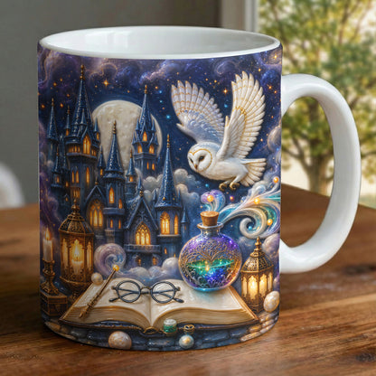 Moonlit Magic Academy Owl Castle Ceramic Mug