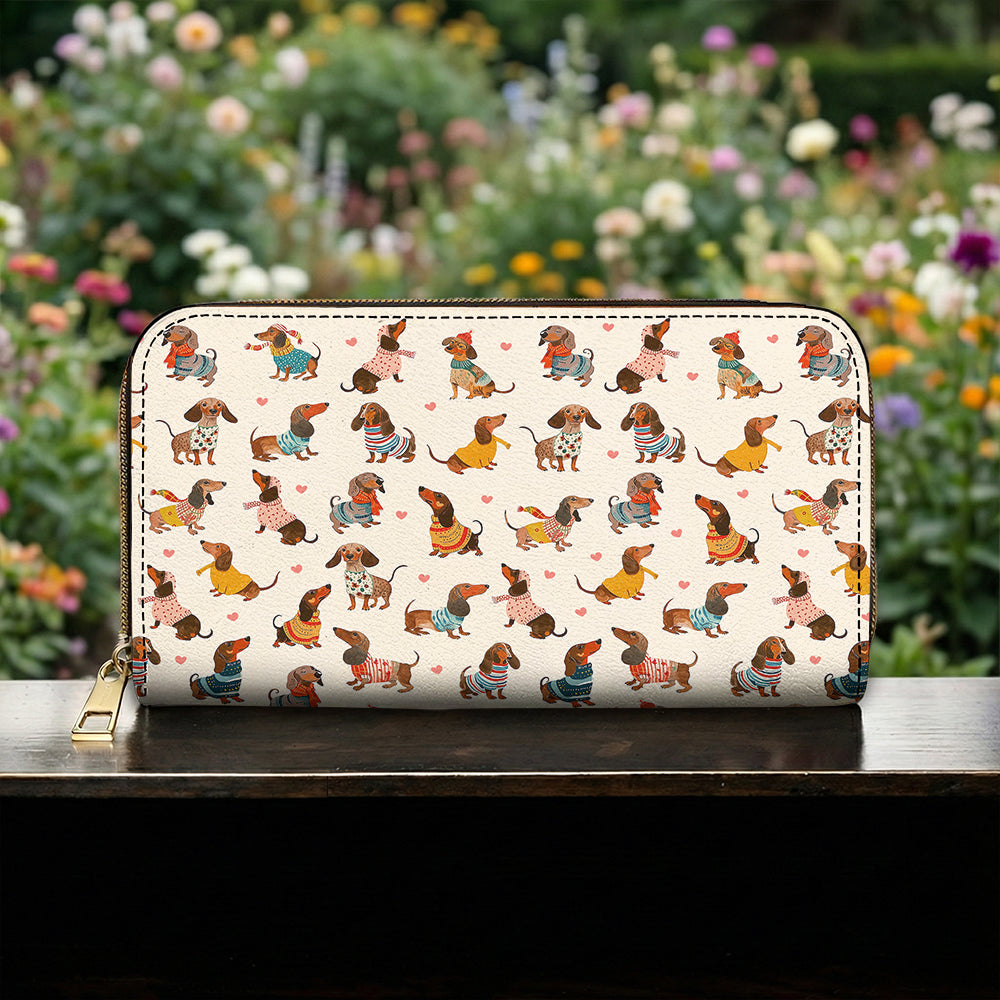Dachshund Leather Wallet Playful Fashion Wieners