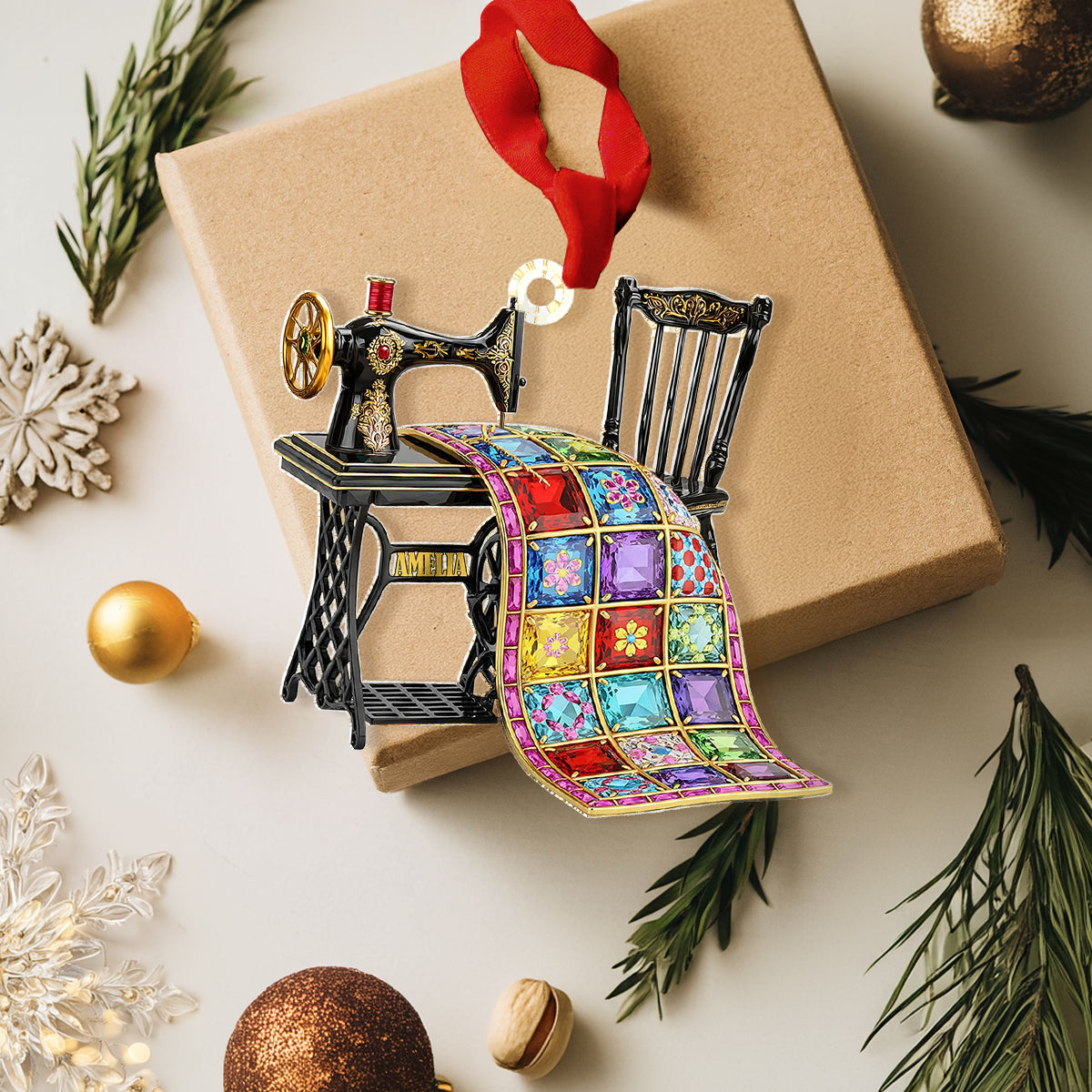 Quilting Lovers 2D Acrylic Ornament Vintage Threads Of Joy Personalized