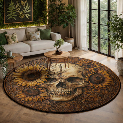 Gothic Round Rug Bloom Beyond the Bone Flat Print