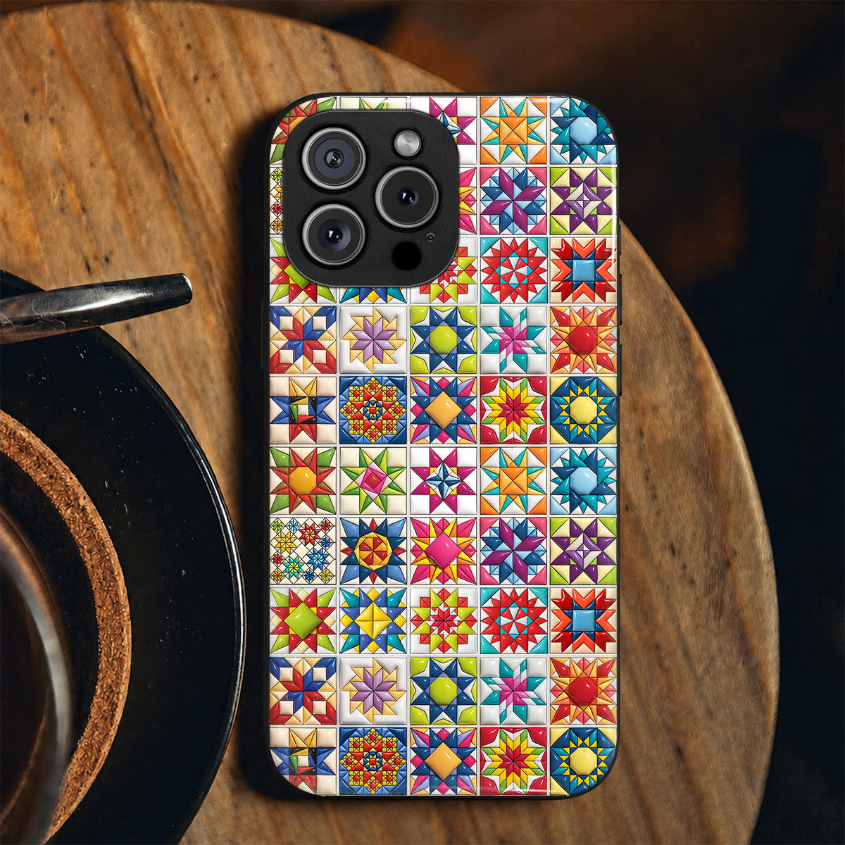 Sewing Lover Phone Case Colorful Super Star Quilt Blocks