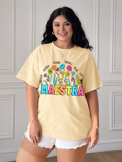 Spanish Teacher Graphic Tee Maestra en Flor