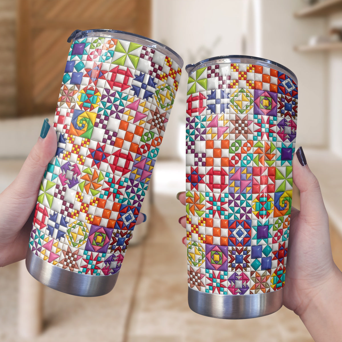 Sewing Lover 20 oz Tumbler Colorful Quilt Blocks