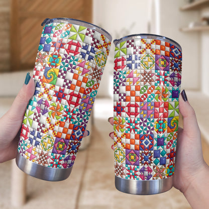 Sewing Lover 20 oz Tumbler Colorful Quilt Blocks