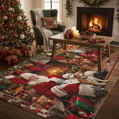 Christmas Area Rug Warm Wishes by the Fireplace