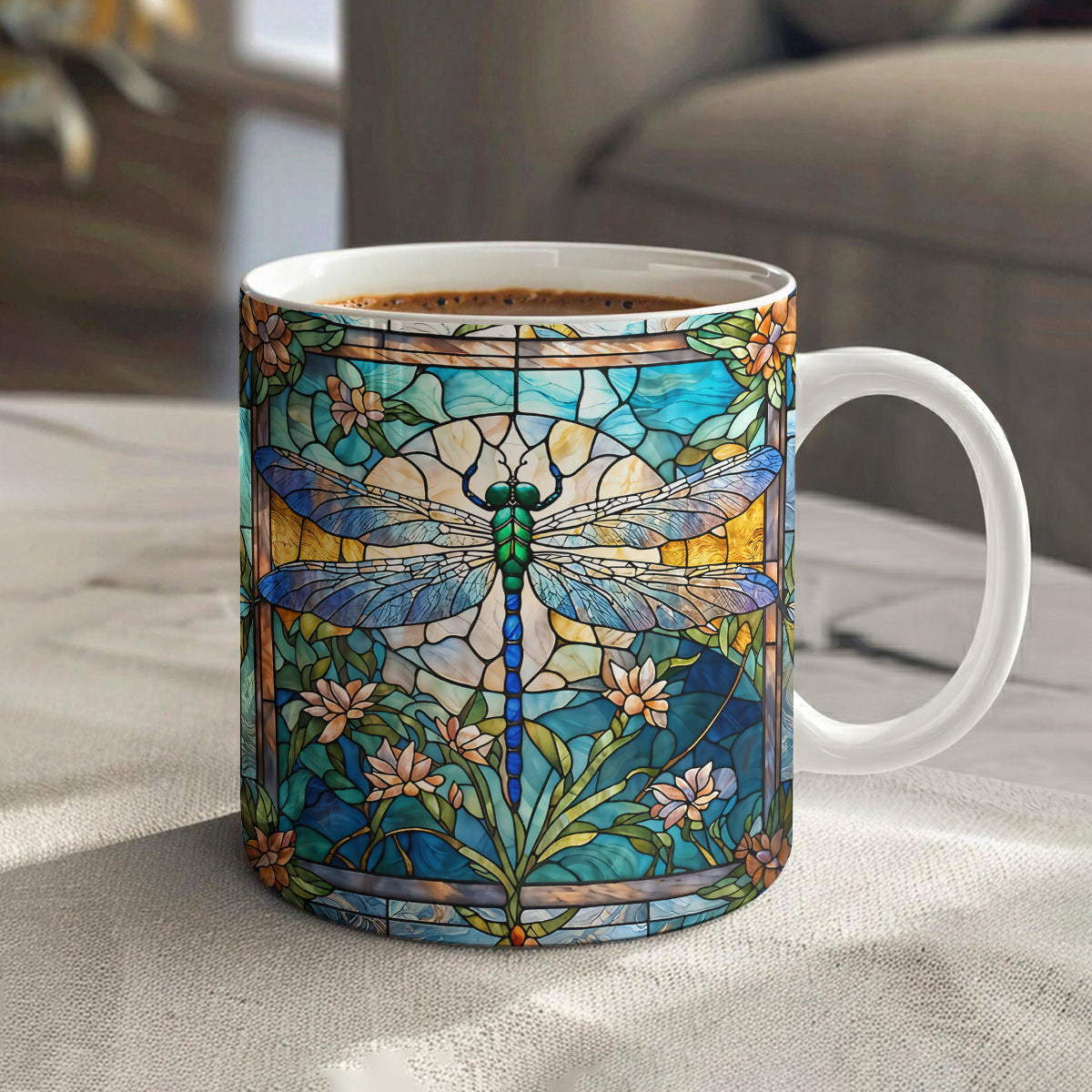 Dragonfly 11 oz Mug Dragonfly Grace In Stained Glass