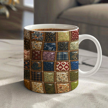 Sewing Lover Ceramic Mug Puffy Vintage Patchwork Garden Dreams