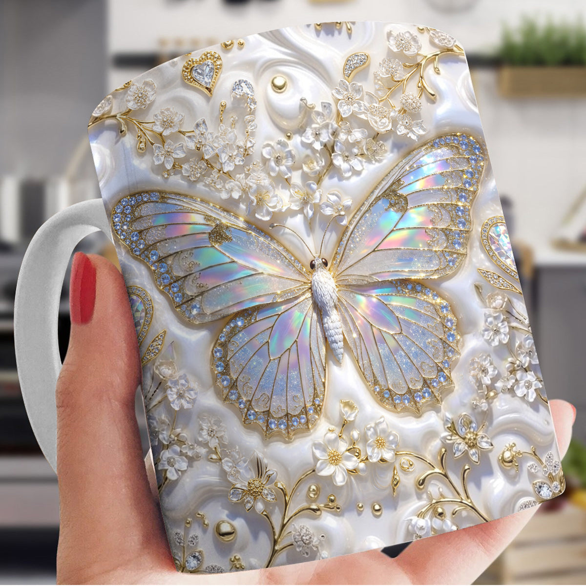 Butterfly Ceramic Mug Luminous Butterfly Bloom