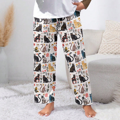 Cat Lounge Pants Botanical Cat Bliss