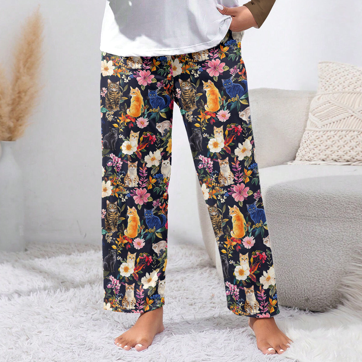 Cat Lounge Pants Moonlit Garden Whiskers