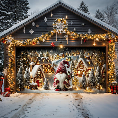Christmas Garage Door Banner Decoration - Gnome of the Enchanted Christmas Village