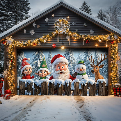 Christmas Garage Door Banner Decoration - Santa’s Jolly Crew