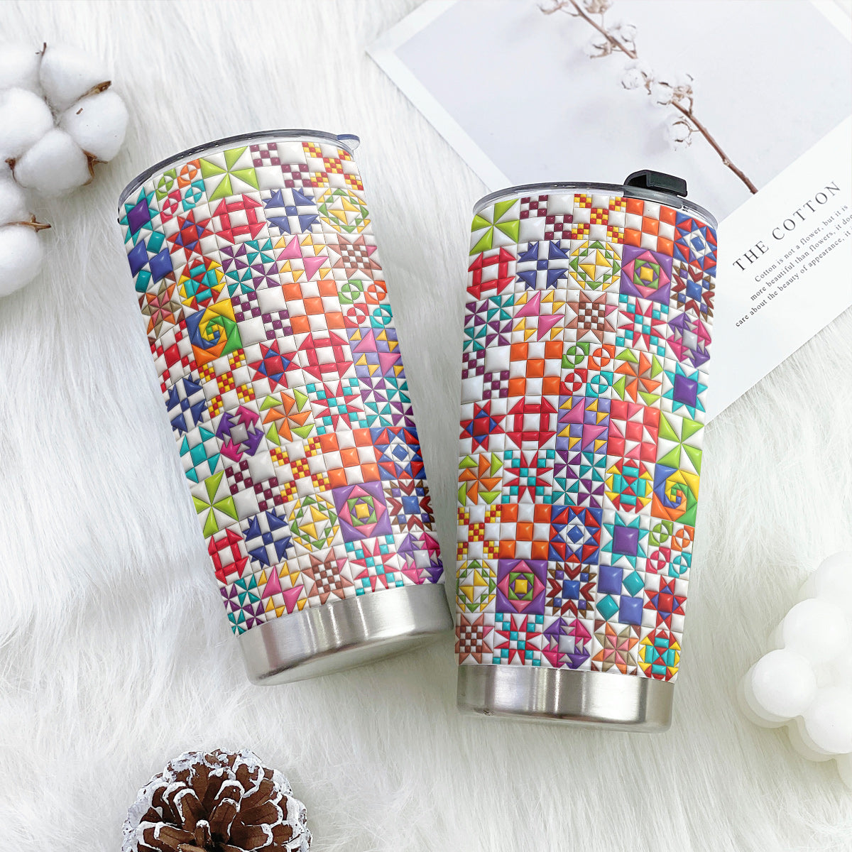 Sewing Lover 20 oz Tumbler Colorful Quilt Blocks