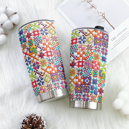 Sewing Lover 20 oz Tumbler Colorful Quilt Blocks