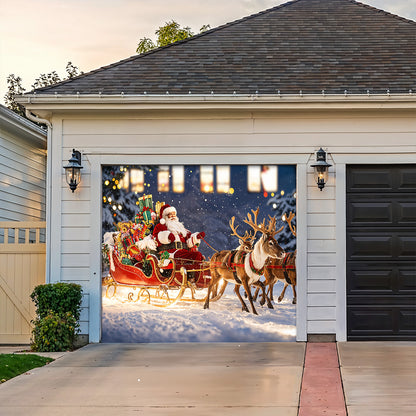 Christmas Garage Door Banner Decoration - Santa’s Magical Sleigh