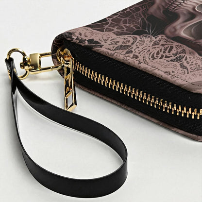 Gothic Skull Leather Wallet Rose Beneath the Web