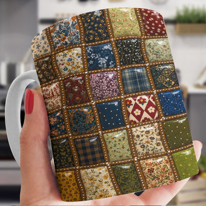 Sewing Lover Ceramic Mug Puffy Vintage Patchwork Garden Dreams